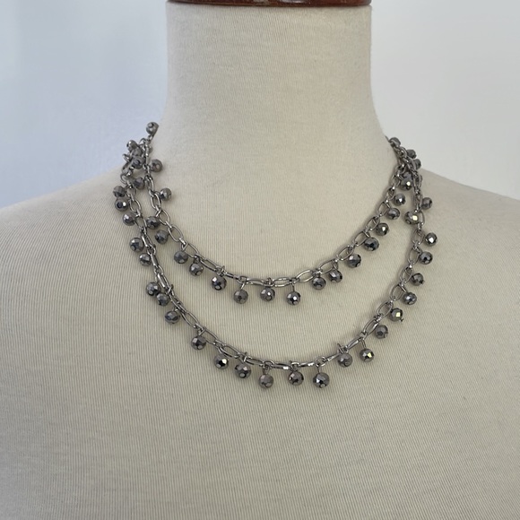 Macys Silver Tone Shiny Dangling Beads Long 30” Necklace with 7” Extender - Picture 7 of 8